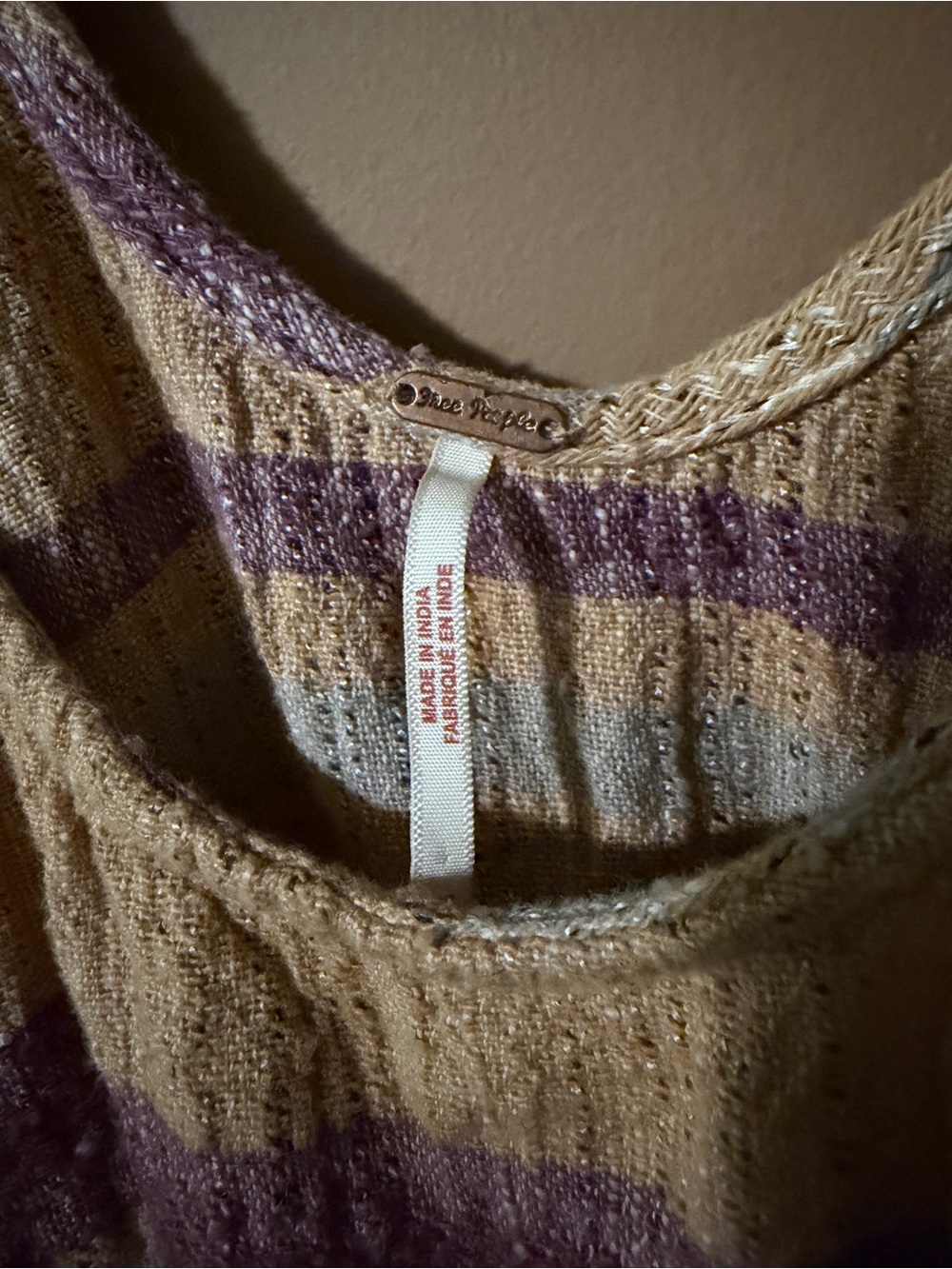 Free People Cream & Purple Striped Knit Dress